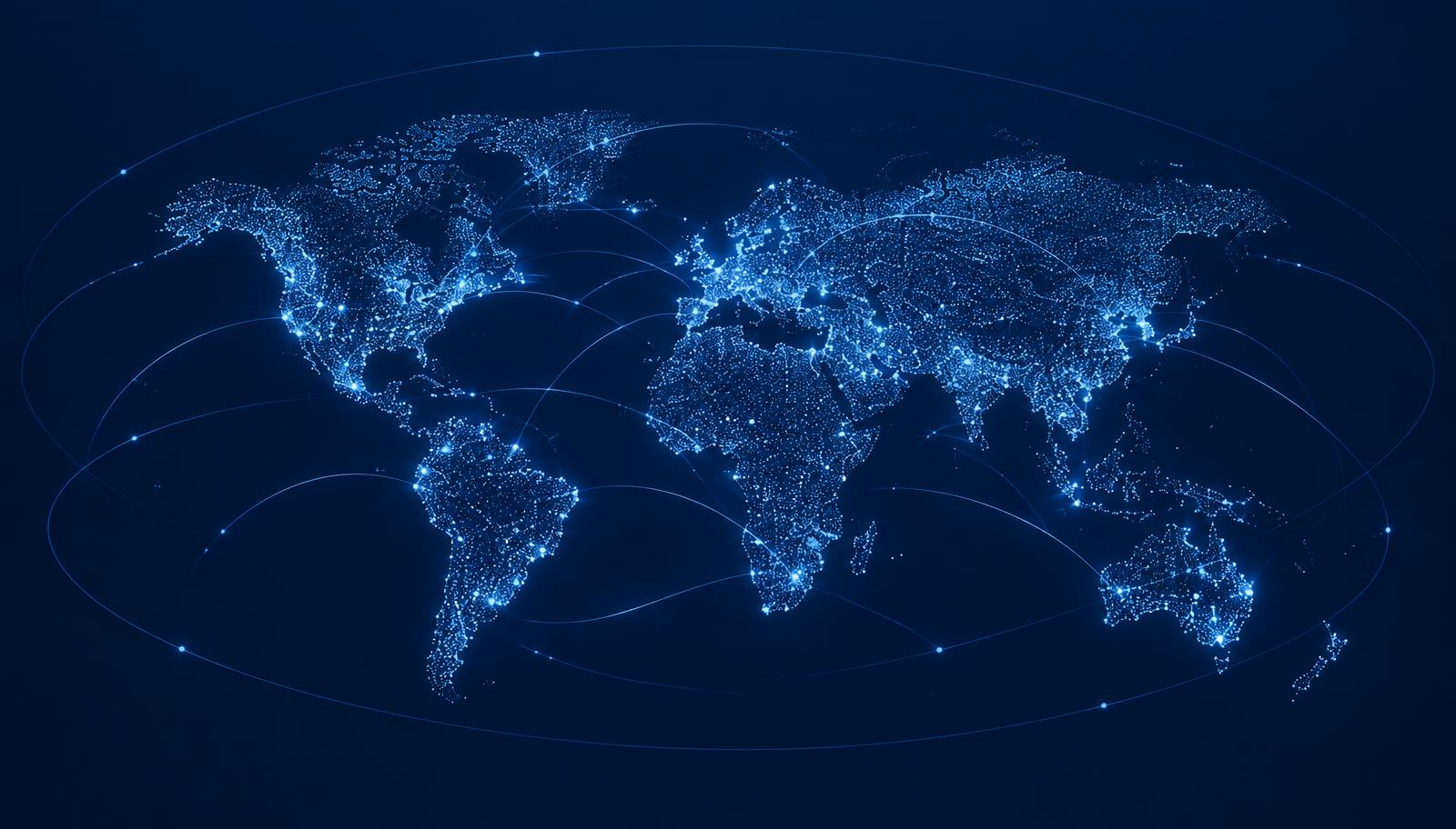 Abstract global network of energy trade routes